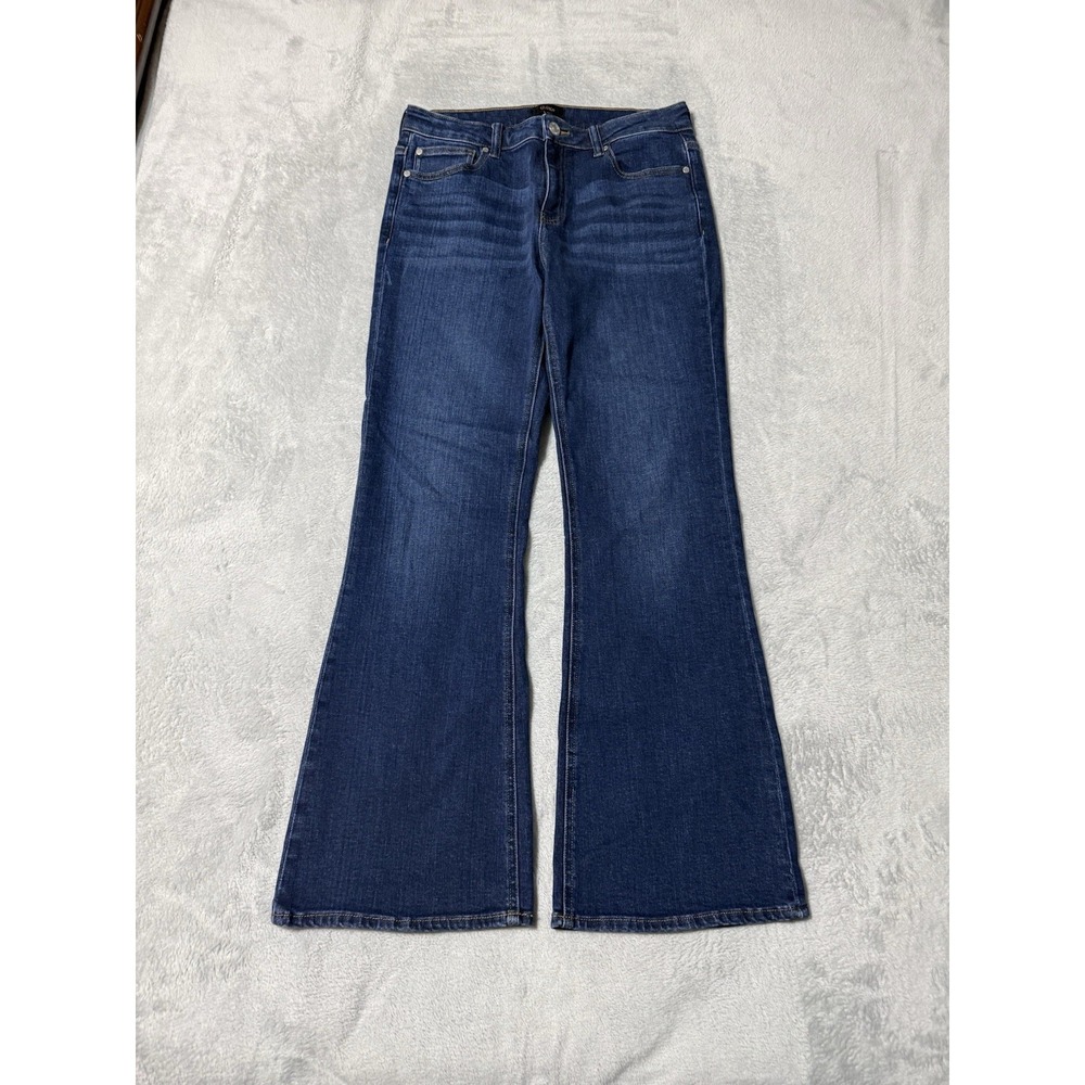 Quince Womens 29x28.5 Luna Stretch Flare Jeans Midnight Blue Jeans